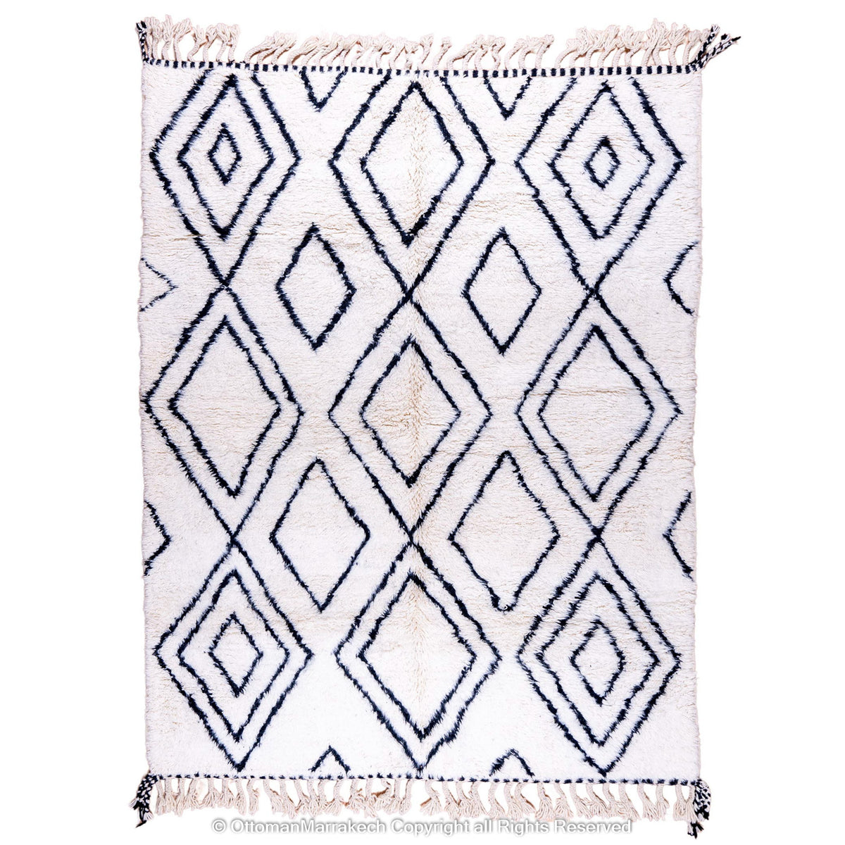 Bold Diamond Moroccan Wool Rug with Geometric Berber Design