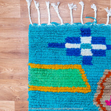 Load image into Gallery viewer, Sky Blue Moroccan Wool Rug with Colorful Geometric and Abstract Motifs