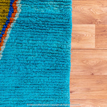 Load image into Gallery viewer, Sky Blue Moroccan Wool Rug with Colorful Geometric and Abstract Motifs