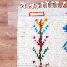 Load image into Gallery viewer, White Moroccan Wool Rug with Colorful Diamond and Desert Motifs