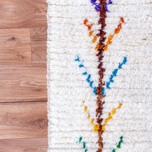 Load image into Gallery viewer, White Moroccan Wool Rug with Colorful Diamond and Desert Motifs