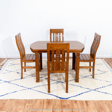 Load image into Gallery viewer, White Beni Ourain Moroccan Wool Rug with Blue Diamond Lattice Pattern