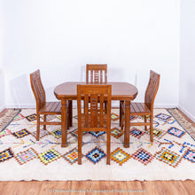 Load image into Gallery viewer, White Moroccan Wool Rug with Colorful Diamond and Tree Motifs