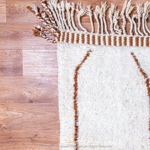 Load image into Gallery viewer, Minimalist Moroccan Wool Rug with Organic Brown Motifs