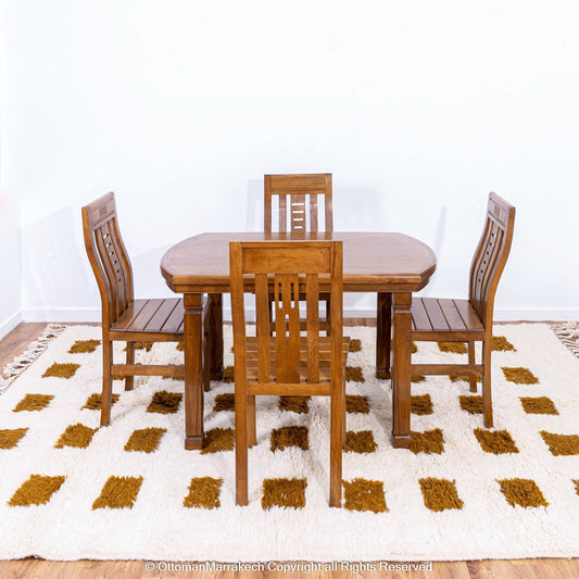 Moroccan Dark Goldenrod Polka Square Rug: Time-Honored Beauty for Today's Home