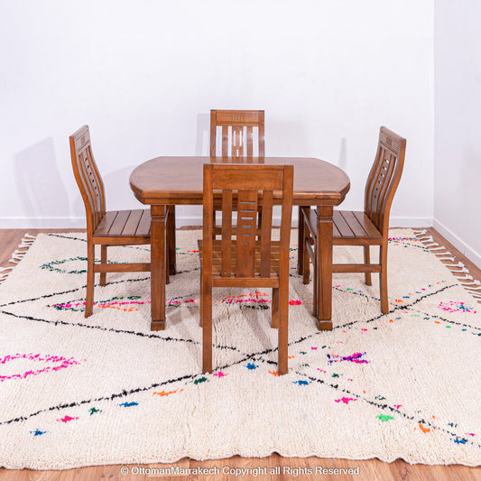 Handwoven Moroccan Berber Rug with Colorful Accents