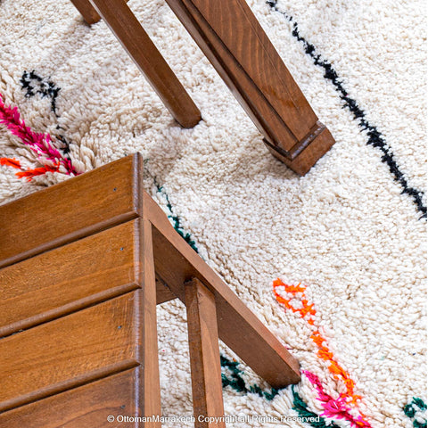 Handwoven Moroccan Berber Rug with Colorful Accents