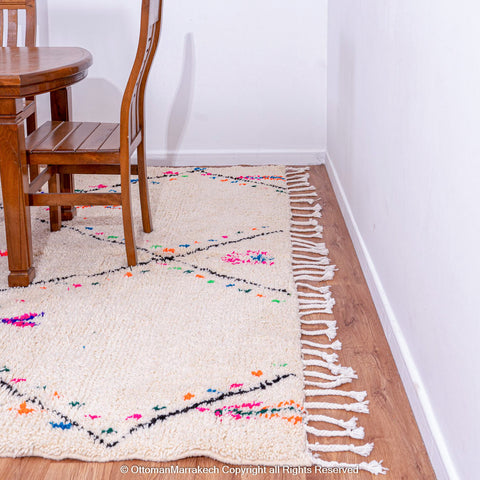 Handwoven Moroccan Berber Rug with Colorful Accents