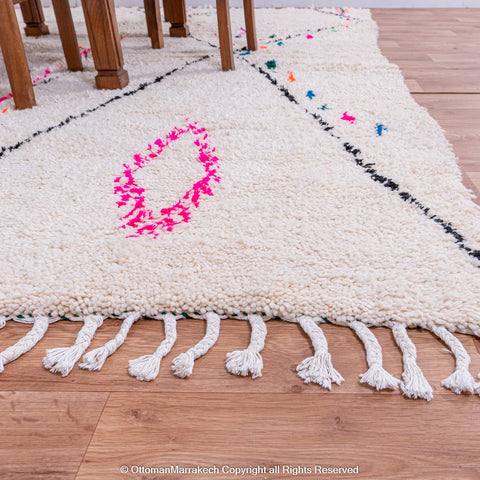 Handwoven Moroccan Berber Rug with Colorful Accents