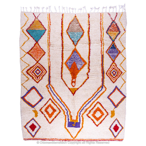 Atlas Valley Vibrance Moroccan Rug – Handwoven Berber Design with Geometric Diamonds