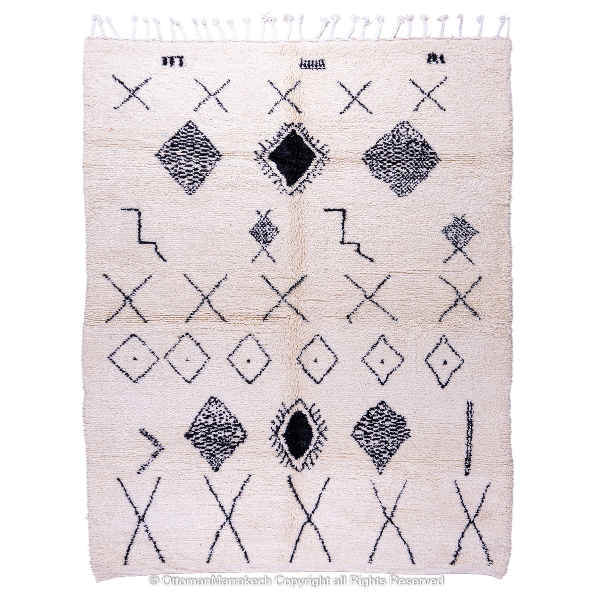 Classic Berber Diamond Rug in Black & White