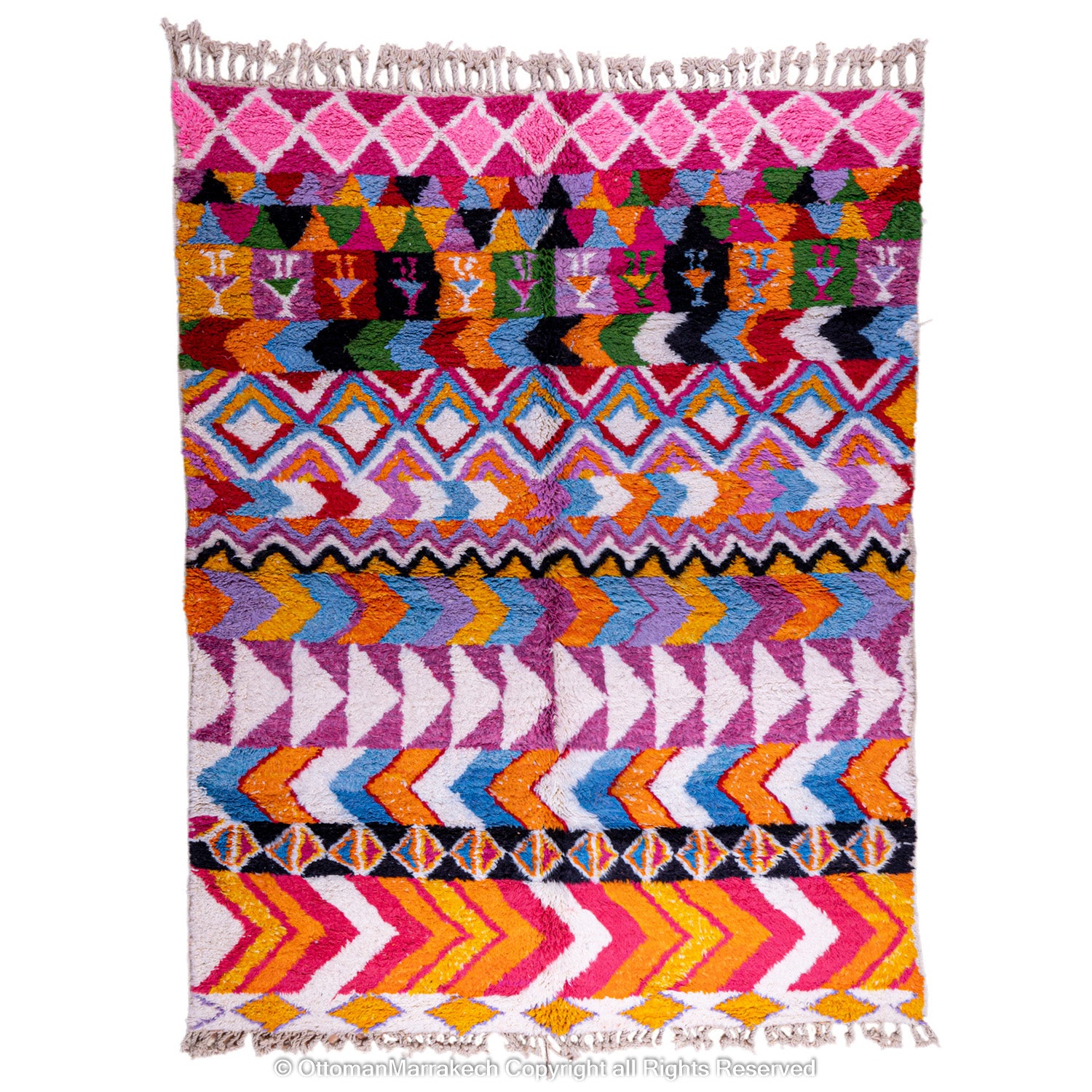 Morrocon Pattern Rug Vibrant Geometric Moroccan Rug – Handwoven Artisan Piece – OttomanMarrakech