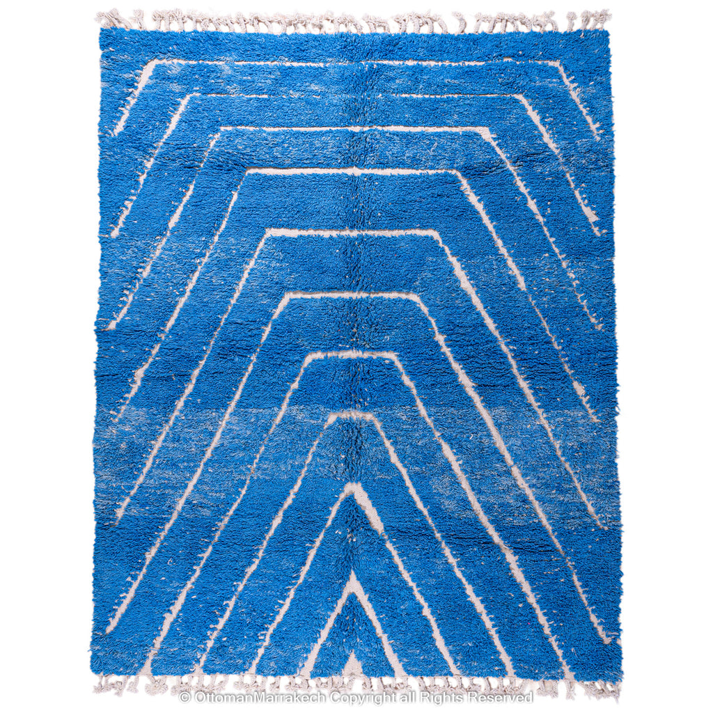 Moroccan Royal Blue Rug: Durable Style for Contemporary Patios