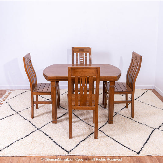 Bohemian Beige Sandstone Diamond Rug – Handwoven with Symmetrical Black Lined Diamond Pattern