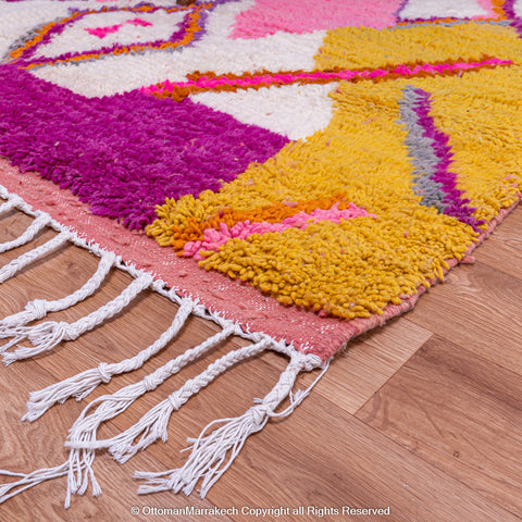 Vibrant Moroccan Berber Rug with Colorful Diamond Motifs