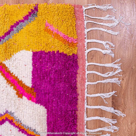 Vibrant Moroccan Berber Rug with Colorful Diamond Motifs