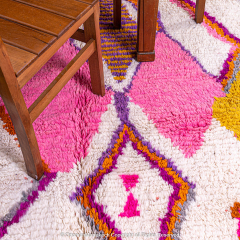 Vibrant Moroccan Berber Rug with Colorful Diamond Motifs