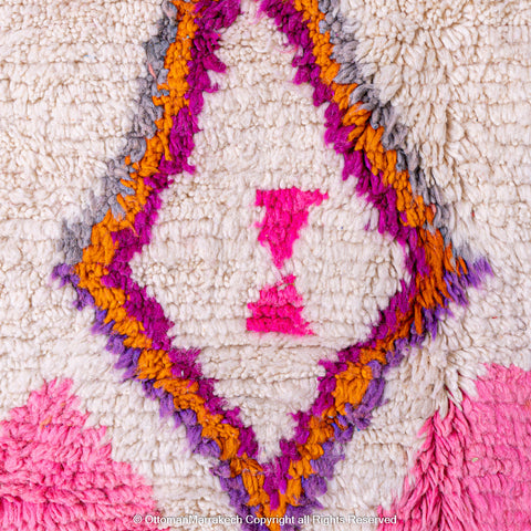 Vibrant Moroccan Berber Rug with Colorful Diamond Motifs