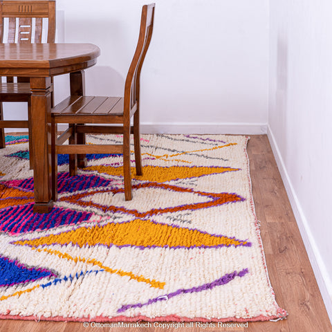 Vibrant Moroccan Berber Rug with Colorful Diamond Motifs