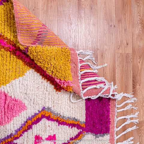 Vibrant Moroccan Berber Rug with Colorful Diamond Motifs