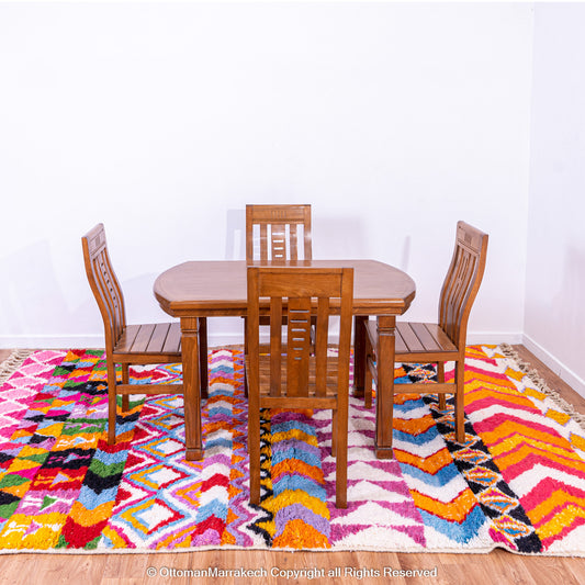 Vibrant Geometric Moroccan Rug – Handwoven Artisan Piece