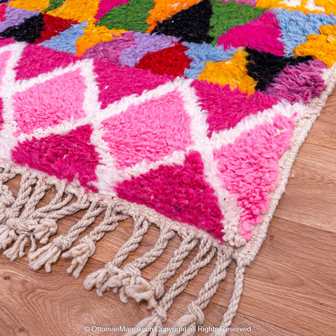 Vibrant Geometric Moroccan Rug – Handwoven Artisan Piece