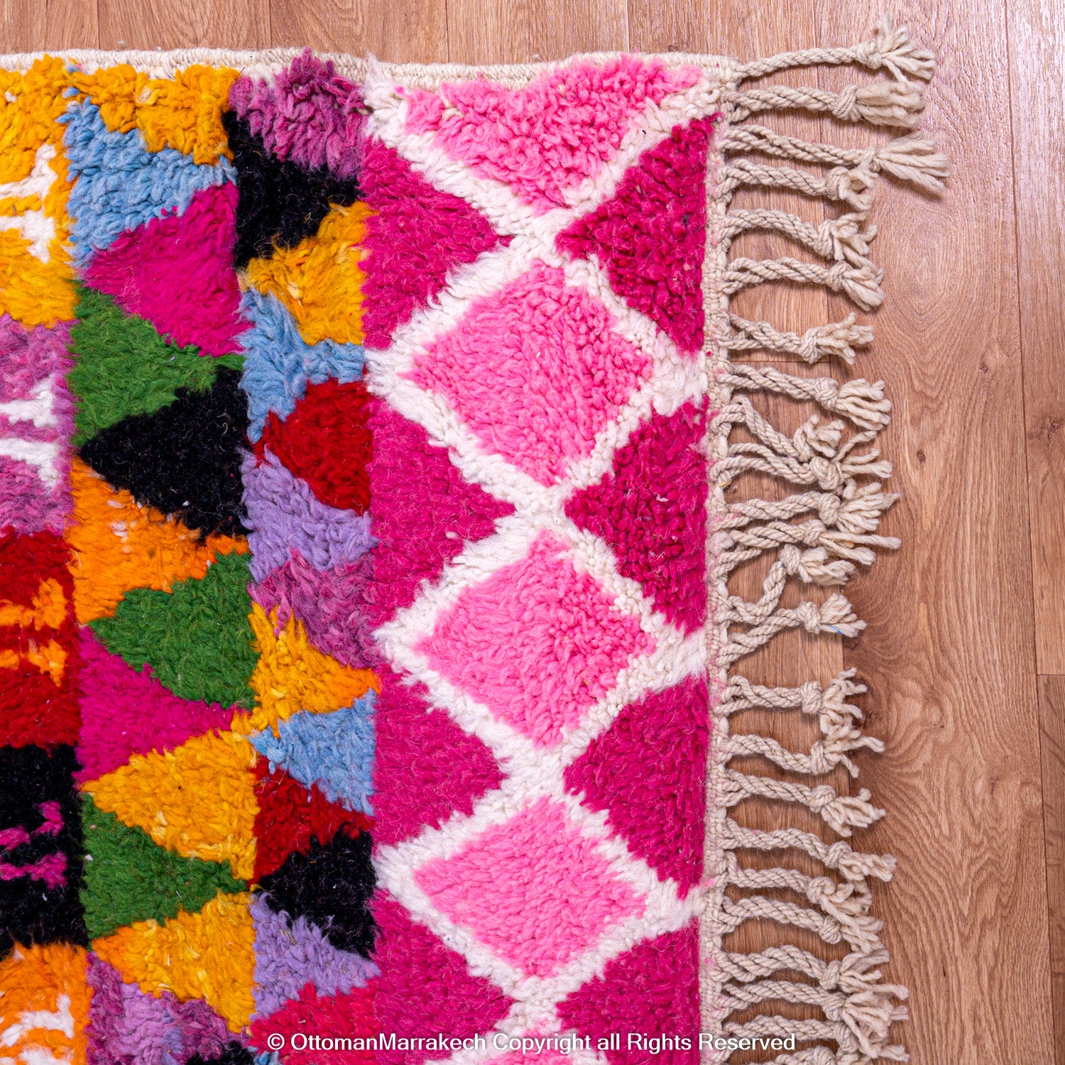 Geometric Moroccan Rug Vibrant Geometric Moroccan Rug – Handwoven Artisan Piece – OttomanMarrakech