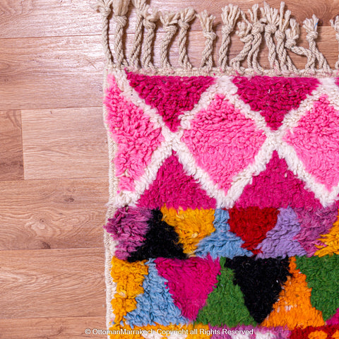 Vibrant Geometric Moroccan Rug – Handwoven Artisan Piece