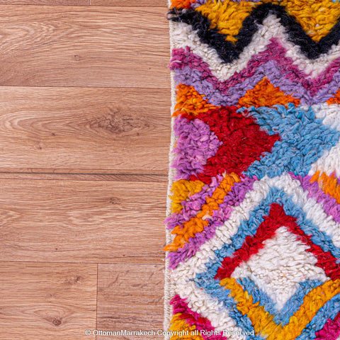 Vibrant Geometric Moroccan Rug – Handwoven Artisan Piece