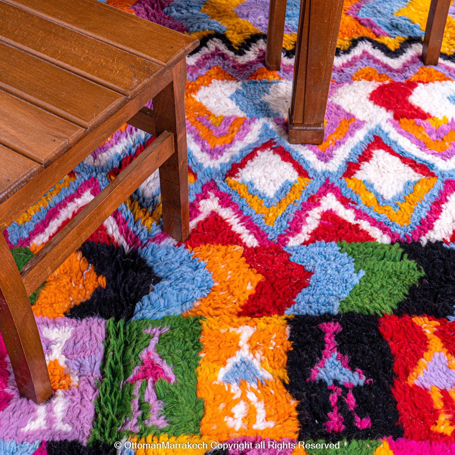 Geometric Moroccan Rug Vibrant Geometric Moroccan Rug – Handwoven Artisan Piece – OttomanMarrakech