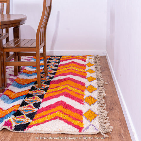 Vibrant Geometric Moroccan Rug – Handwoven Artisan Piece