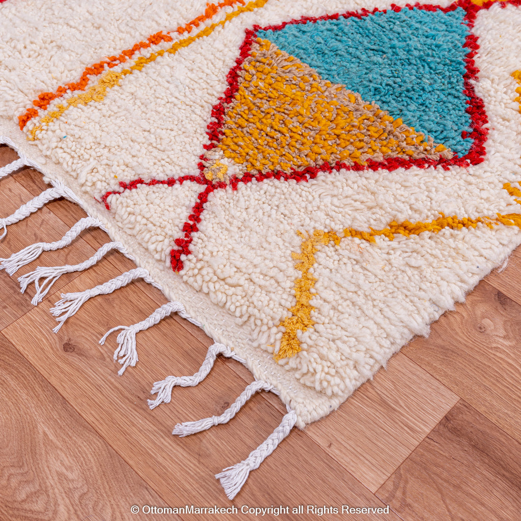 Atlas Valley Vibrance Moroccan Rug – Handwoven Berber Design with Geometric Diamonds