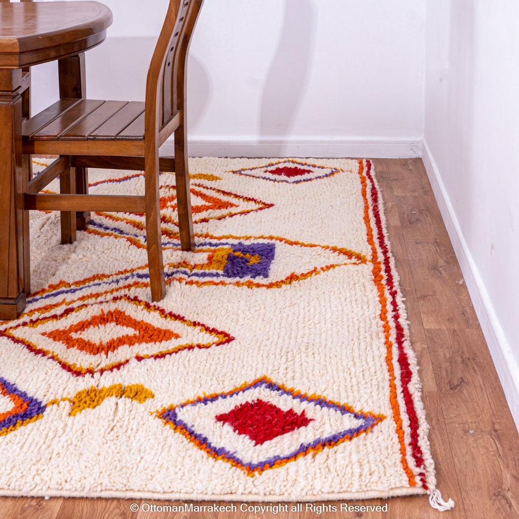 Atlas Valley Vibrance Moroccan Rug – Handwoven Berber Design with Geometric Diamonds