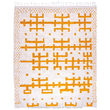 Load image into Gallery viewer, White Berber Rug with Geometric Saffron-Hued Patterns