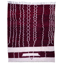 Load image into Gallery viewer, Deep Burgundy Berber Rug with White Geometric Waves