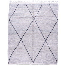 Load image into Gallery viewer, Gray Berber Rug with Minimalist Diamond Pattern