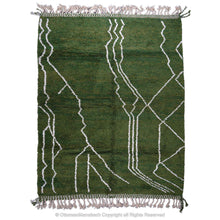 Load image into Gallery viewer, Moroccan Lunar Green Tassel Rug: Playful Accents for Contemporary Spaces