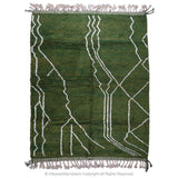 Moroccan Lunar Green Tassel Rug: Playful Accents for Contemporary Spaces