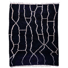 Load image into Gallery viewer, Noir Atlas Berber Rug with White Interwoven Motifs