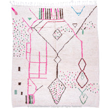 Load image into Gallery viewer, White Berber Rug with Soft Geometric Symbols and Pink Accents