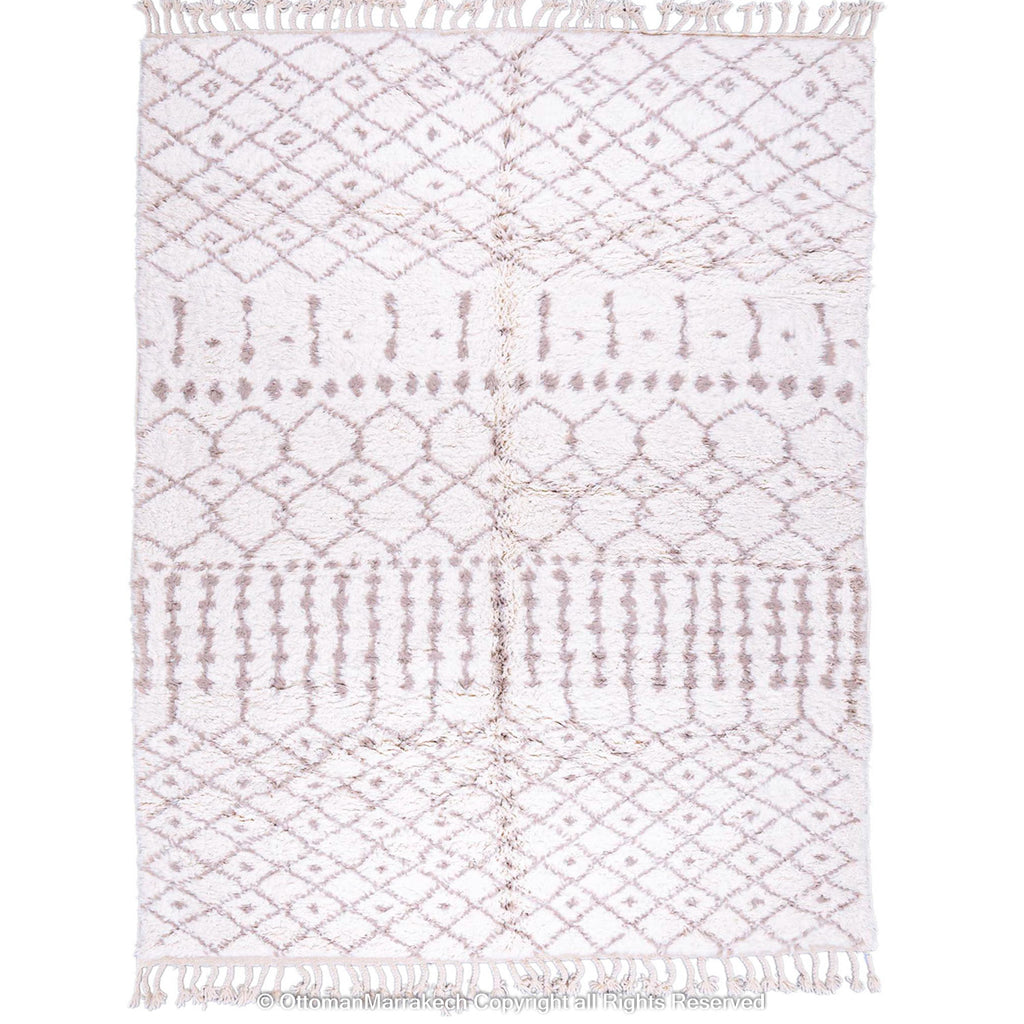 Soft White Berber Rug with Subtle Geometric Patterns