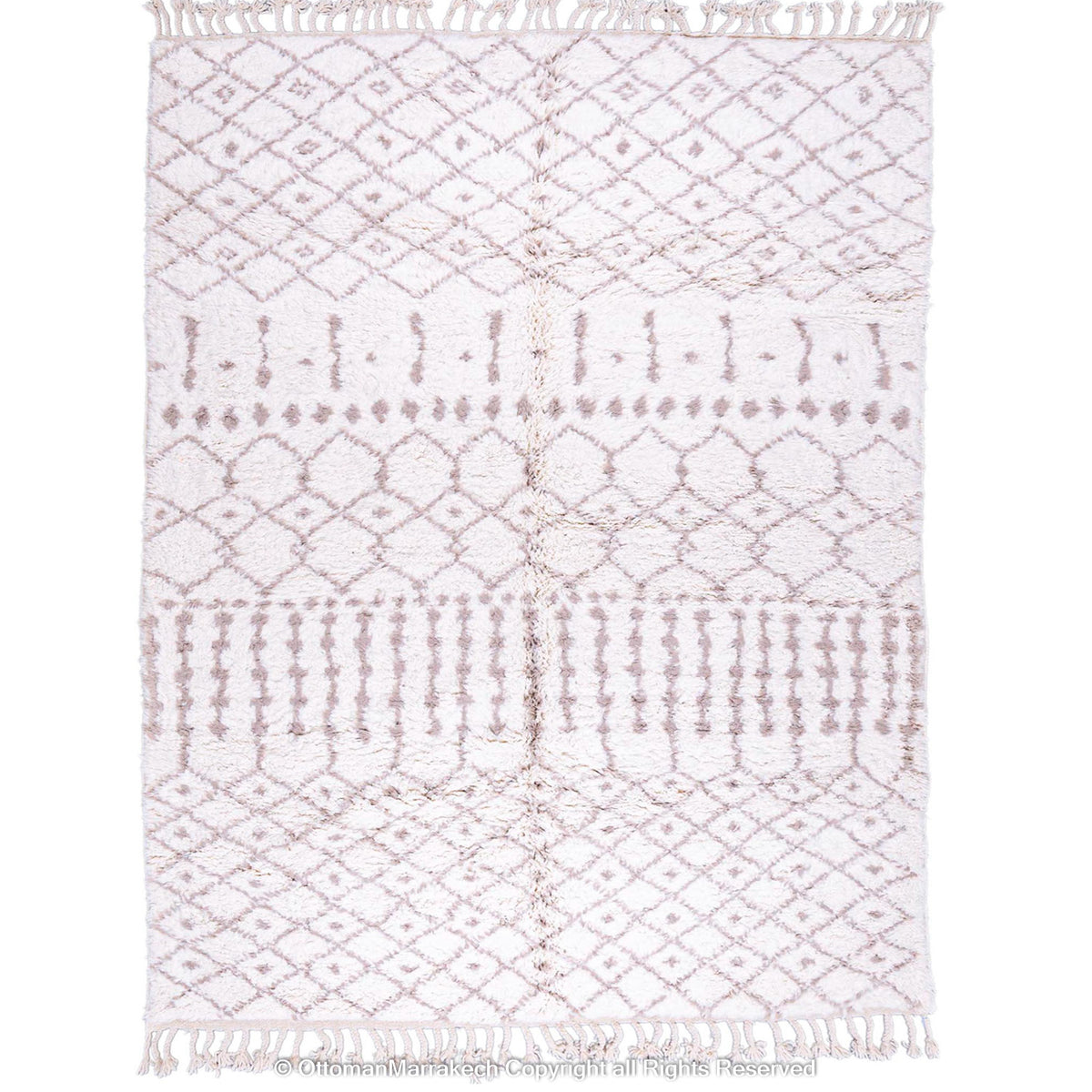 Soft White Berber Rug with Subtle Geometric Patterns