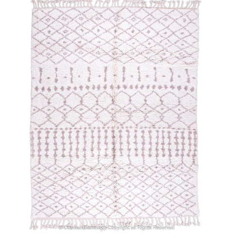 Soft White Berber Rug with Subtle Geometric Patterns