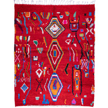 Load image into Gallery viewer, Bold Red Berber Rug with Multicolored Patterns