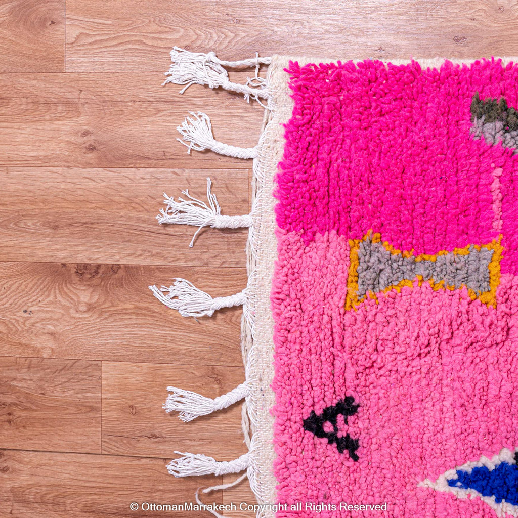 Pink Berber Symbols Rug with Desert Hues