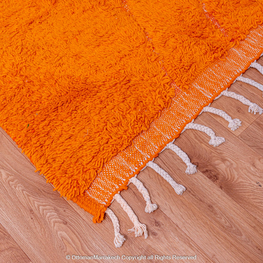 Moroccan Diamond Neon Carrot Rug: Diamond Shapes and Orange Neon Carrot Color