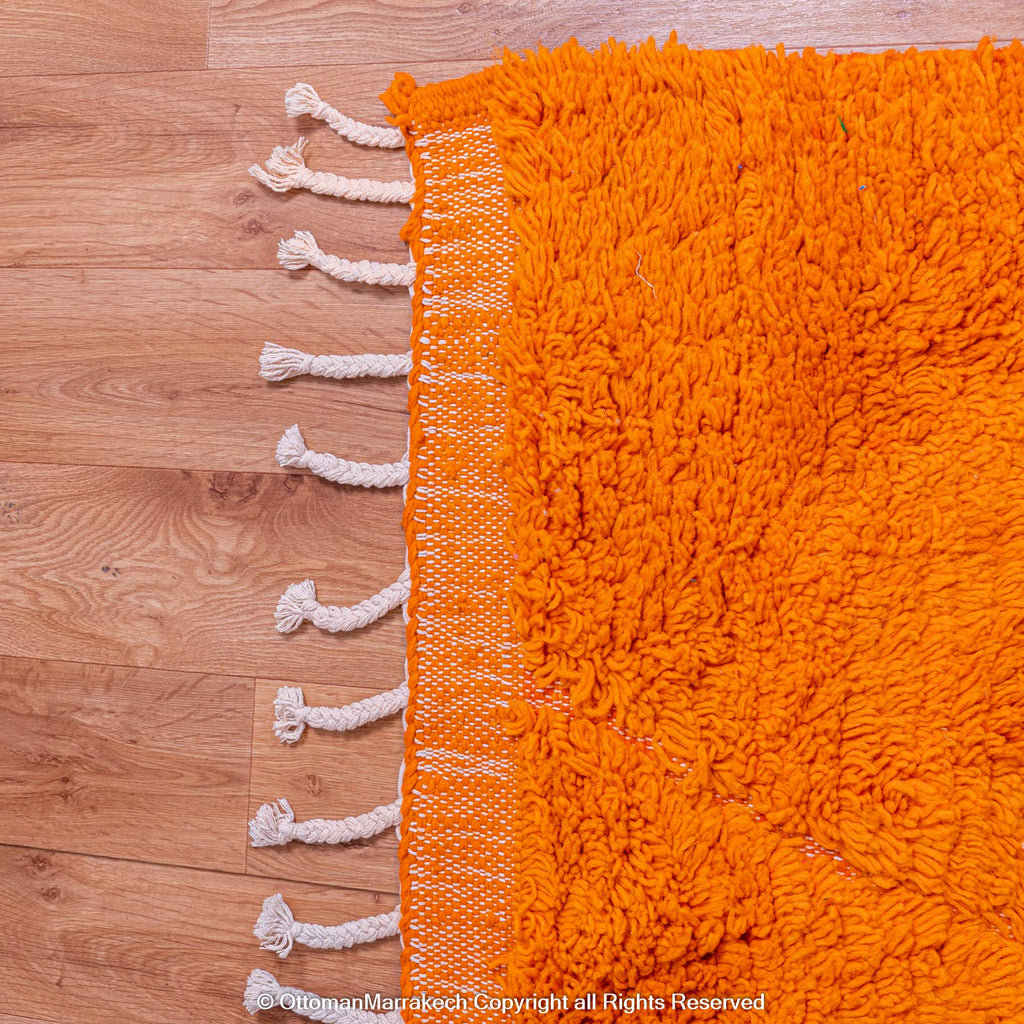 Moroccan Diamond Neon Carrot Rug: Diamond Shapes and Orange Neon Carrot Color