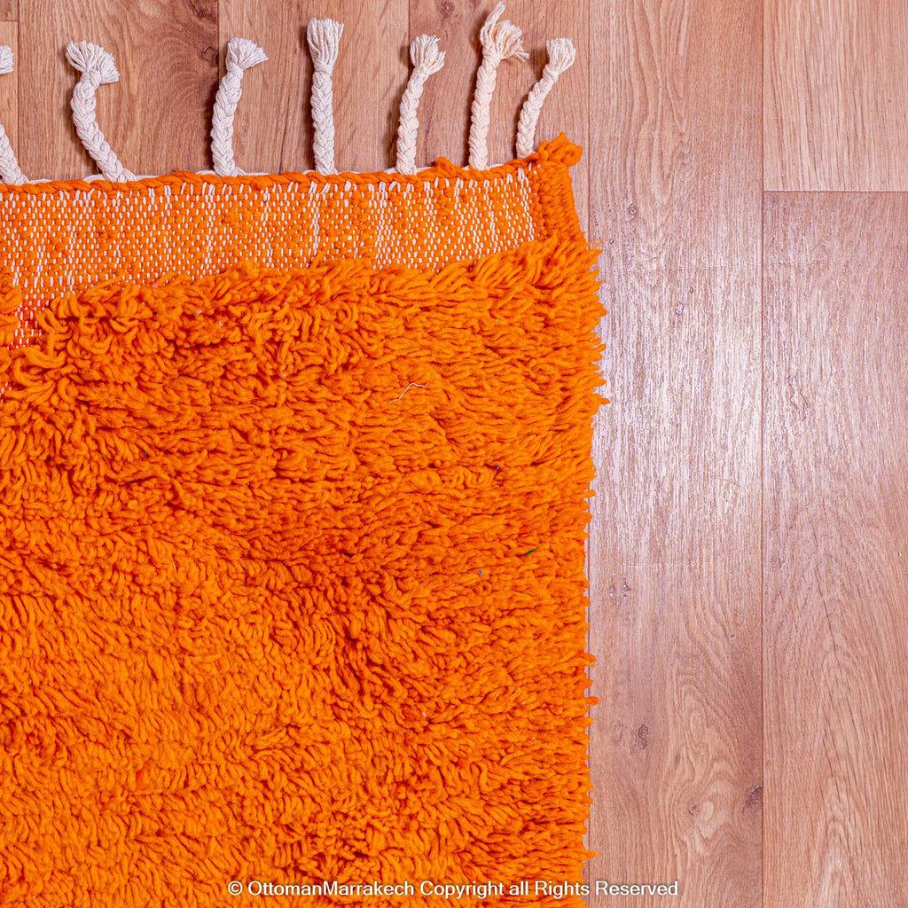 Moroccan Diamond Neon Carrot Rug: Diamond Shapes and Orange Neon Carrot Color