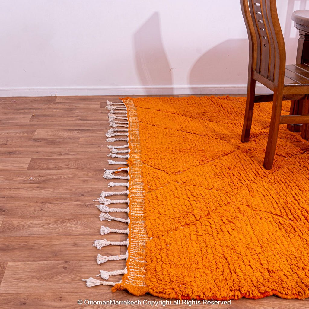 Moroccan Diamond Neon Carrot Rug: Diamond Shapes and Orange Neon Carrot Color