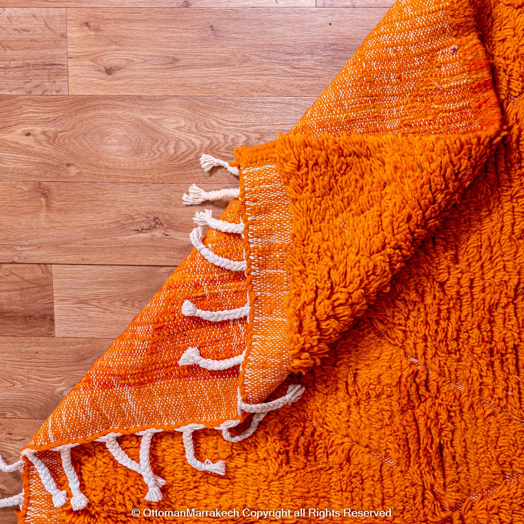 Moroccan Diamond Neon Carrot Rug: Diamond Shapes and Orange Neon Carrot Color